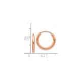 14k Rose Gold Hoop Earrings, Small Lightweight Polished Minimalist Style for Women