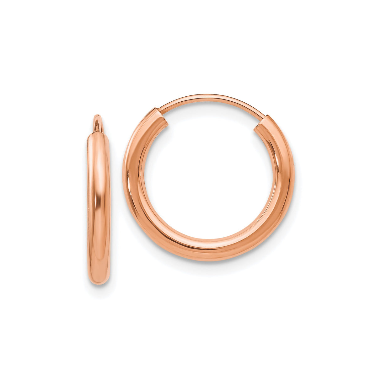 14k Rose Gold Hoop Earrings, Small Lightweight Polished Minimalist Style for Women