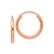 14k Rose Gold Hoop Earrings, Lightweight Endless Design with Polished Finish for Women