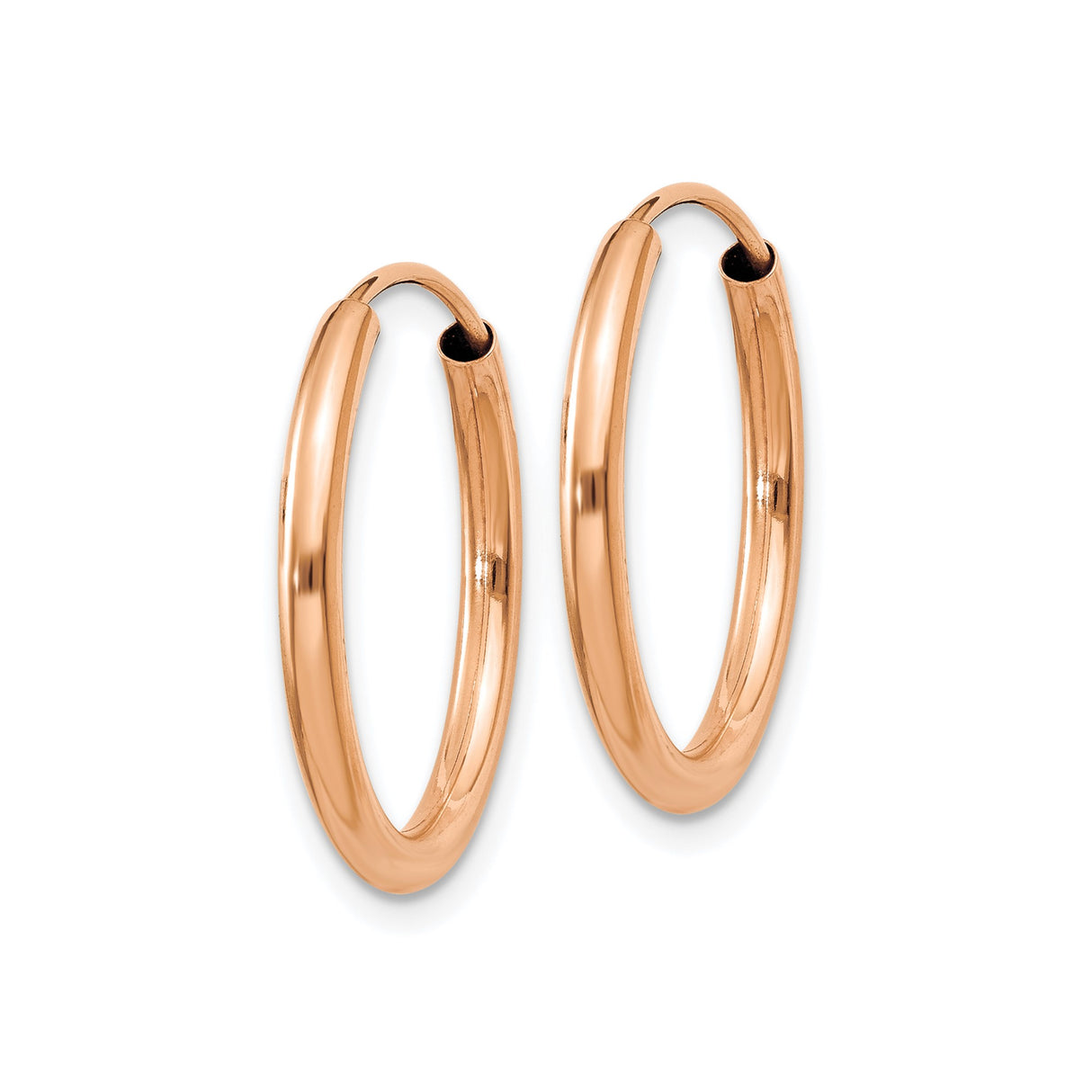 14k Rose Gold Hoop Earrings, Lightweight Minimalist Design, Polished Finish