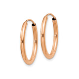 14k Rose Gold Hoop Earrings, Lightweight Minimalist Design, Polished Finish