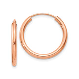 14k Rose Gold Hoop Earrings, Lightweight Minimalist Design, Polished Finish