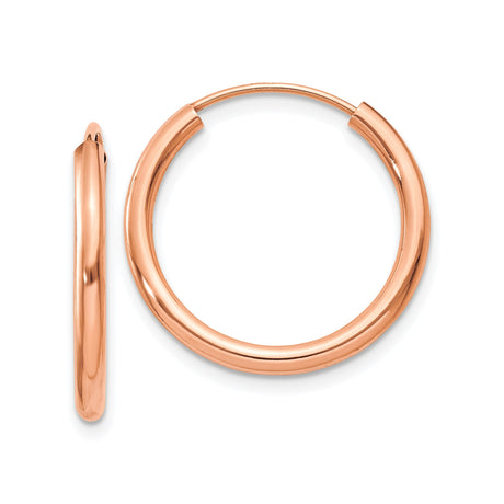 14k Rose Gold Hoop Earrings, Lightweight Minimalist Design, Polished Finish