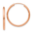 14k Rose Gold Hoop Earrings, Smooth Polished Finish, Classic Round, Lightweight, Minimalist Style