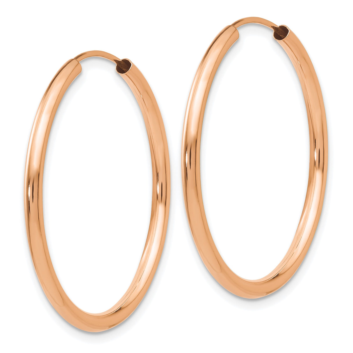 14k Rose Gold Hoop Earrings, Medium Round Polished Hoops, Minimalist Design for Women