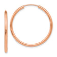 14k Rose Gold Hoop Earrings, Medium Round Polished Hoops, Minimalist Design for Women