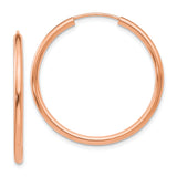 14k Rose Gold Hoop Earrings, Medium Round Polished Hoops, Minimalist Design for Women