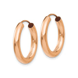 14k Rose Gold Hoop Earrings, Classic Polished Round Minimalist Design for Women