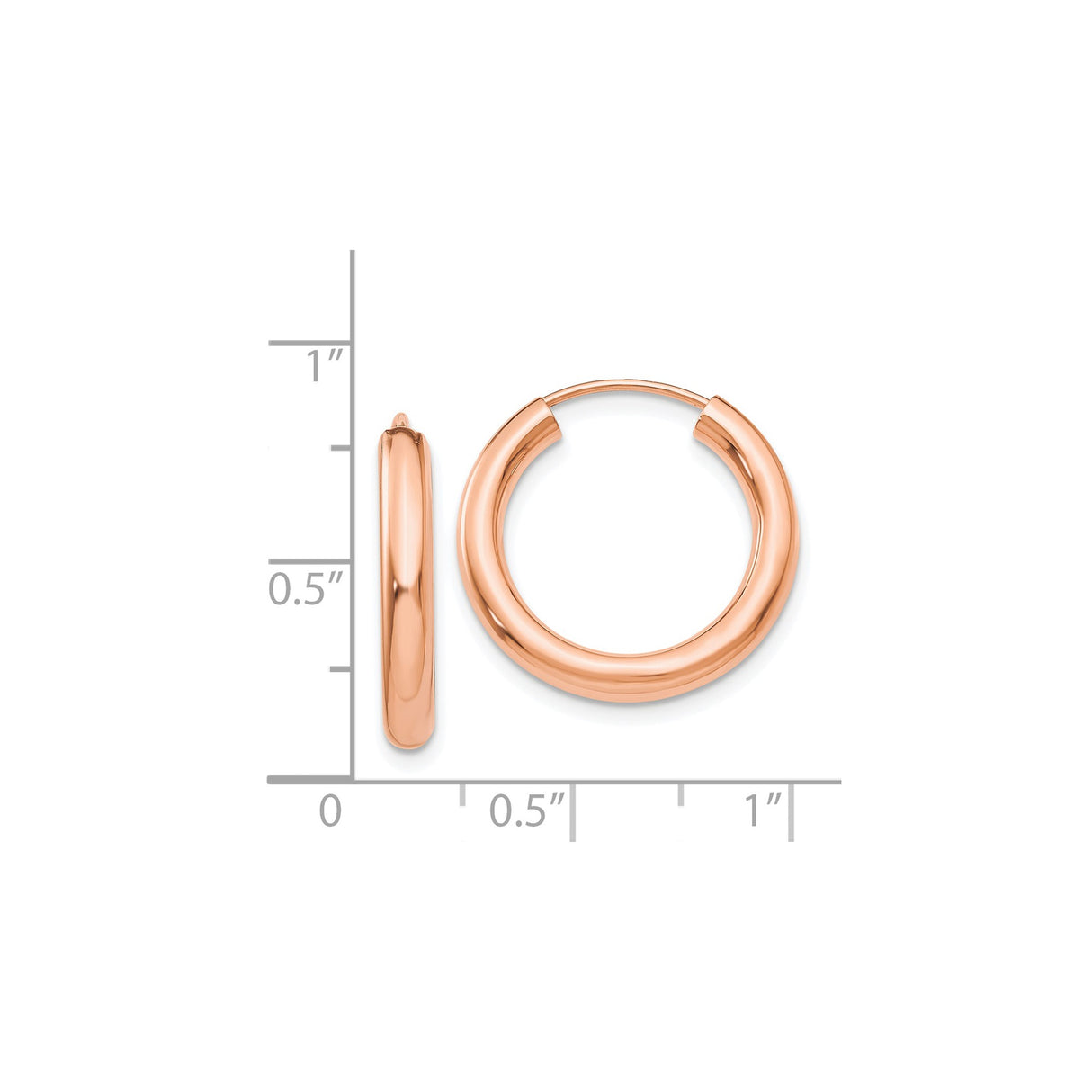 14k Rose Gold Hoop Earrings, Classic Polished Round Minimalist Design for Women