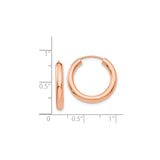 14k Rose Gold Hoop Earrings, Classic Polished Round Minimalist Design for Women
