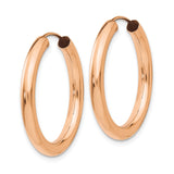 14k Rose Gold Hoop Earrings, Smooth Polished Finish, Lightweight Classic Rounded Design
