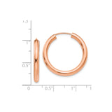 14k Rose Gold Hoop Earrings, Smooth Polished Finish, Lightweight Classic Rounded Design
