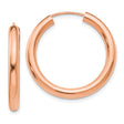 14k Rose Gold Hoop Earrings, Smooth Polished Finish, Lightweight Classic Rounded Design