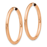 14k Rose Gold Hoop Earrings, Classic Round Design with High Polish Finish, Lightweight and Minimalist Style