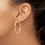 14k Rose Gold Hoop Earrings, Classic Round Design with High Polish Finish, Lightweight and Minimalist Style