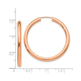 14k Rose Gold Hoop Earrings, Classic Round Design with High Polish Finish, Lightweight and Minimalist Style