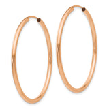 14k Rose Gold Hoop Earrings with Smooth Polished Finish, Lightweight Minimalist Design