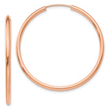 14k Rose Gold Hoop Earrings with Smooth Polished Finish, Lightweight Minimalist Design
