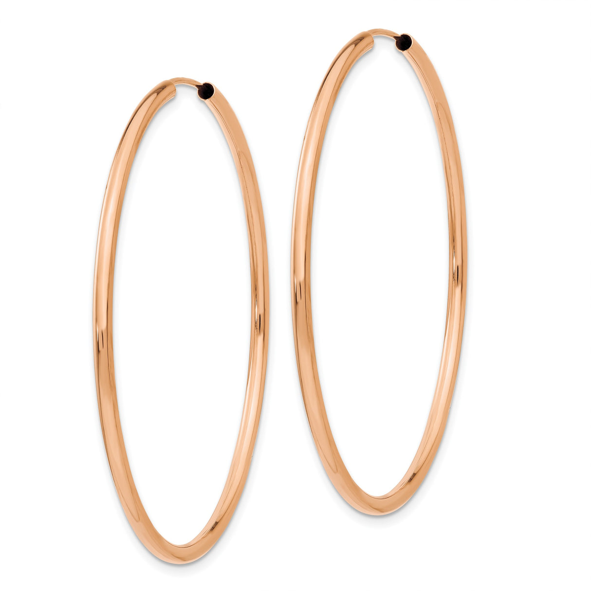 14k Rose Gold Hoop Earrings, Lightweight Polished Minimalist Design for Women