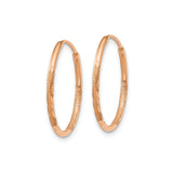 14k Rose Gold Hoop Earrings with Diamond-Cut Textured Design and Hinged Closure