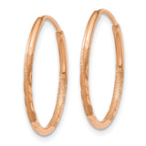 14k Rose Gold Hoop Earrings with Diamond-Cut Textured Design and Hinged Closure
