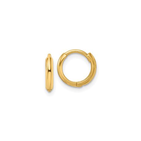 14k Yellow Gold Hoop Earrings, Classic Polished Round Design for Men and Women