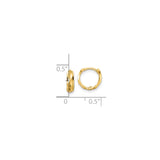 14k Yellow Gold Hoop Earrings, Faceted and Textured Design with Polished Geometric Style for Women