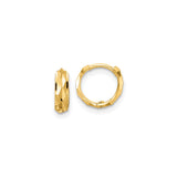 14k Yellow Gold Hoop Earrings, Faceted and Textured Design with Polished Geometric Style for Women