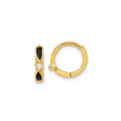 14k Yellow Gold Hoop Earrings with Cubic Zirconia and Black Onyx Enamel Inlay, Crisscross Design