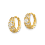 14k Yellow Gold Hoop Earrings with Square Cut Cubic Zirconia and Accent Stones