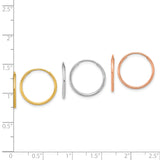 14k Tri Color Gold Hoop Earrings, Yellow, White, Rose, Minimalist Lightweight Design