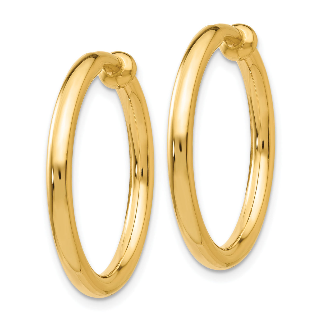 14k Yellow Gold Hoop Earring, Smooth Polished Finish, Classic Rounded Unisex Design