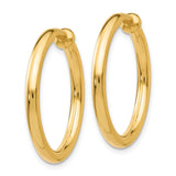 14k Yellow Gold Hoop Earring, Smooth Polished Finish, Classic Rounded Unisex Design