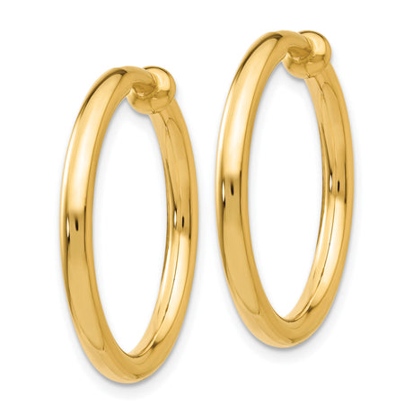 14K Yellow Gold Hoop Earrings Unisex Minimalist Polished