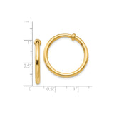 14k Yellow Gold Hoop Earring, Smooth Polished Finish, Classic Rounded Unisex Design