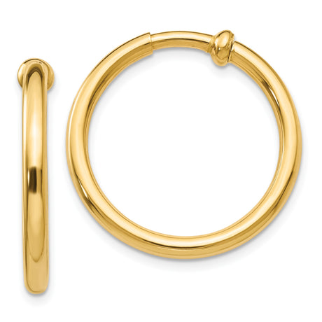 14k Yellow Gold Hoop Earring with Smooth Polished Finish, Classic Rounded Design for Men or Women, Unisex Minimalist Jewelry for Daily Wear, Real Gold Accessory for Casual or Fashion Looks