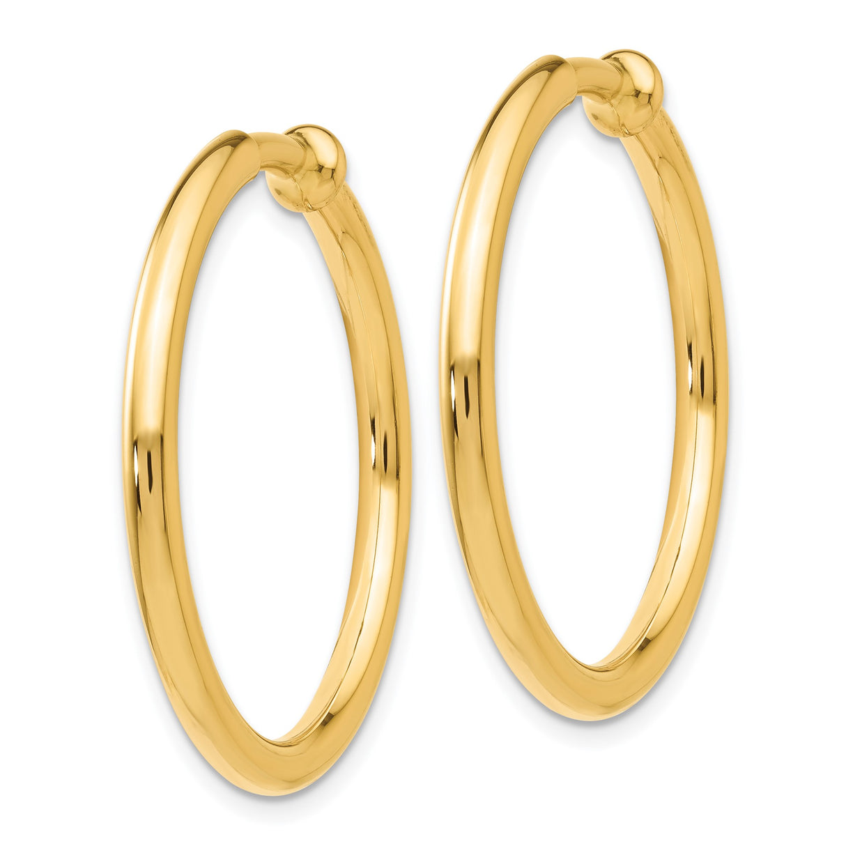14K Yellow Gold Round Hoop Earrings Clip On Non Pierced
