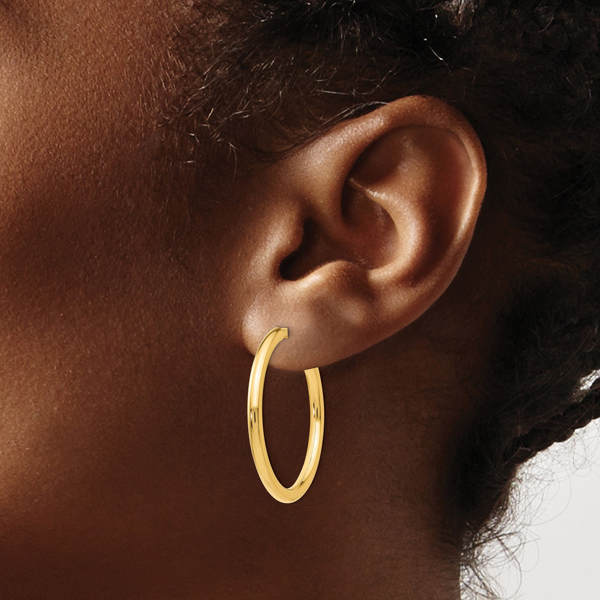 14K Yellow Gold Round Hoop Earrings Clip On Non Pierced