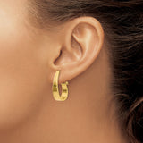 14k Yellow Gold Teardrop Hoop Earrings, Polished J-Hoop Style with Omega Back for Women