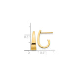 14k Yellow Gold Hoop Earrings, Sleek Tapered Minimalist Design for Women