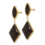 14k Yellow Gold Dangle Earrings with Black Onyx, Marquise and Geometric Drop Design