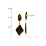 14k Yellow Gold Dangle Earrings with Black Onyx, Marquise and Geometric Drop Design