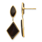 14k Yellow Gold Dangle Earrings with Black Onyx, Marquise and Geometric Drop Design