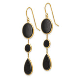 14k Yellow Gold Dangle Earrings with Black Onyx in Oval, Round, and Teardrop Shapes