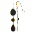 14k Yellow Gold Dangle Earrings with Black Onyx in Oval, Round, and Teardrop Shapes