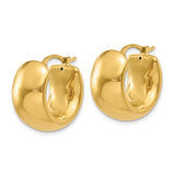 14k Yellow Gold Hoop Earrings, Chunky Huggie Style with Smooth Polished Finish for Women