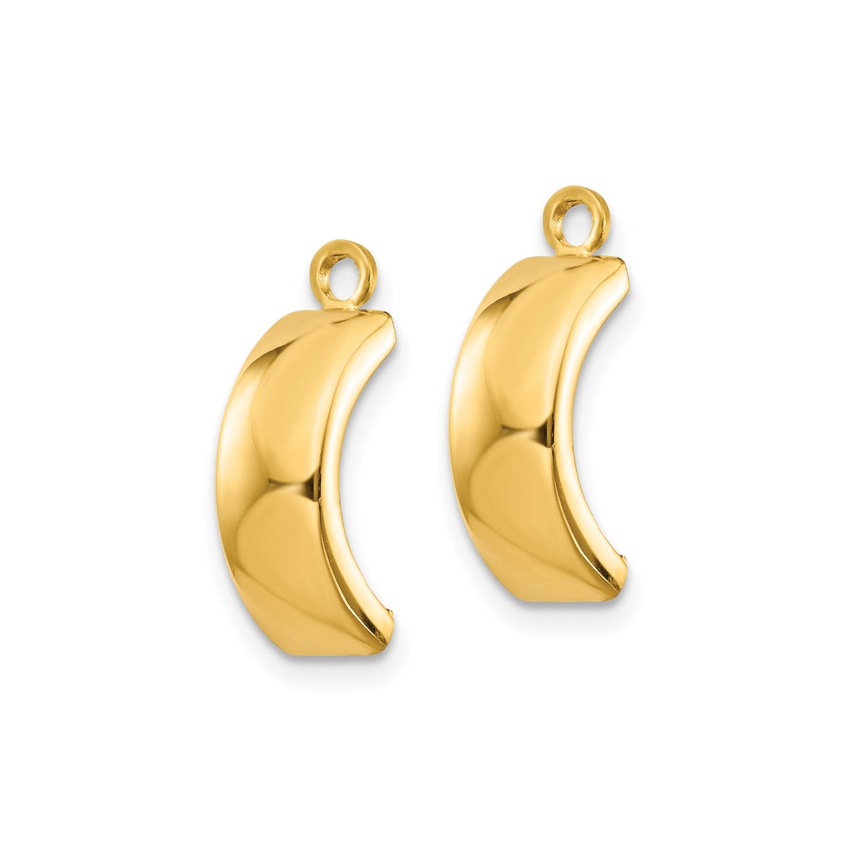 14k Yellow Gold Huggie Hoop Pendant Bail with Polished Finish, Minimalist Charm Connector