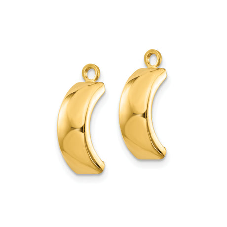 14k Yellow Gold Huggie Hoop Pendant Bail with Polished Finish, Minimalist Charm Connector