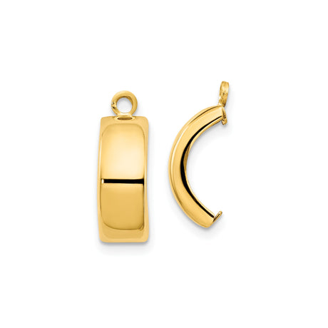14k Yellow Gold Huggie Hoop Pendant Bail with Polished Finish, Minimalist Charm Connector