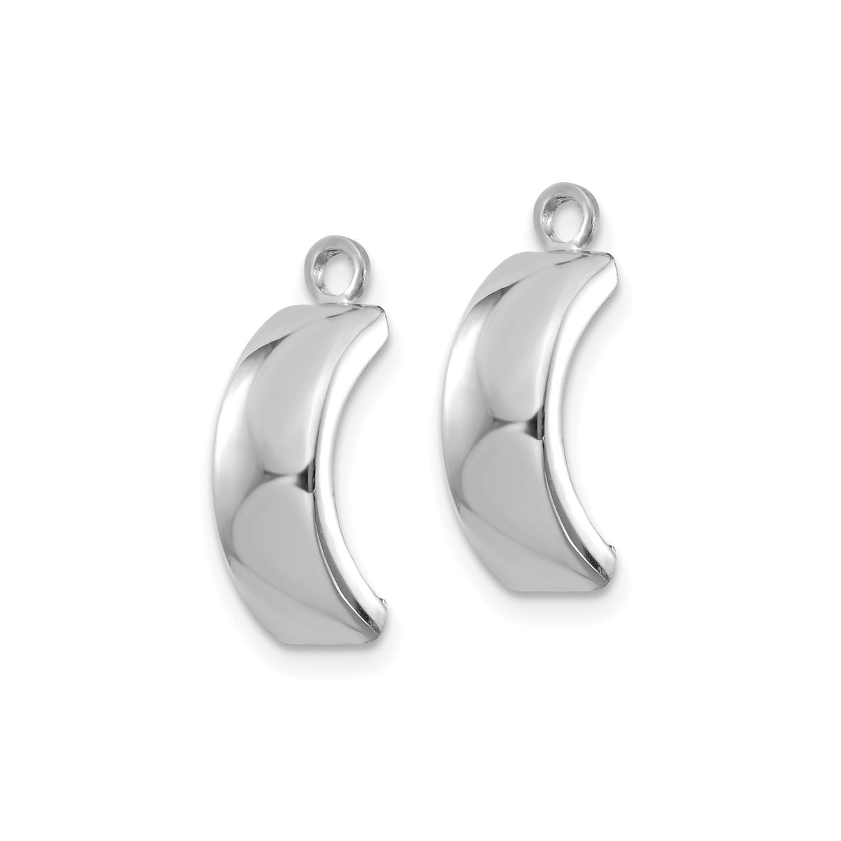 14k White Gold Slide Pendant Bail, Plain High Polish Design for Charms and Custom Pendants